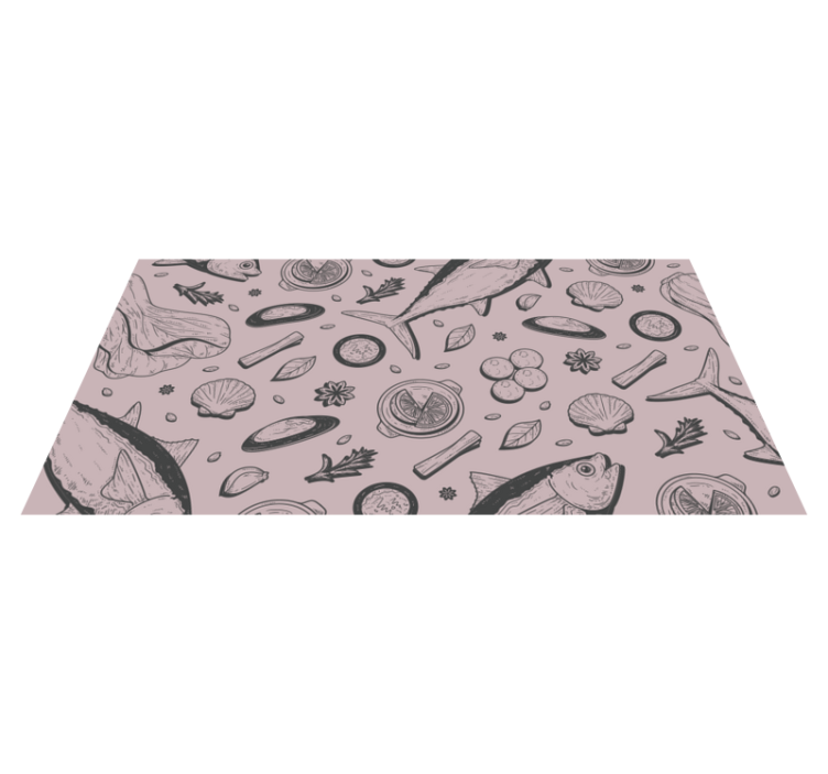 Seafood inspired motif kitchen mat - TenStickers