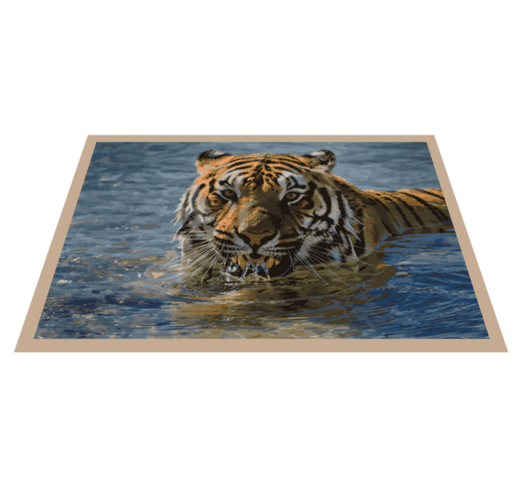 Tiger in the water animal mat - TenStickers