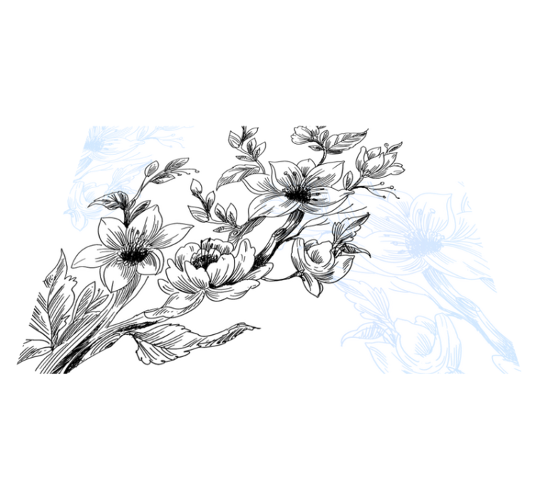 Azure Blossom Concept floral rug - TenStickers