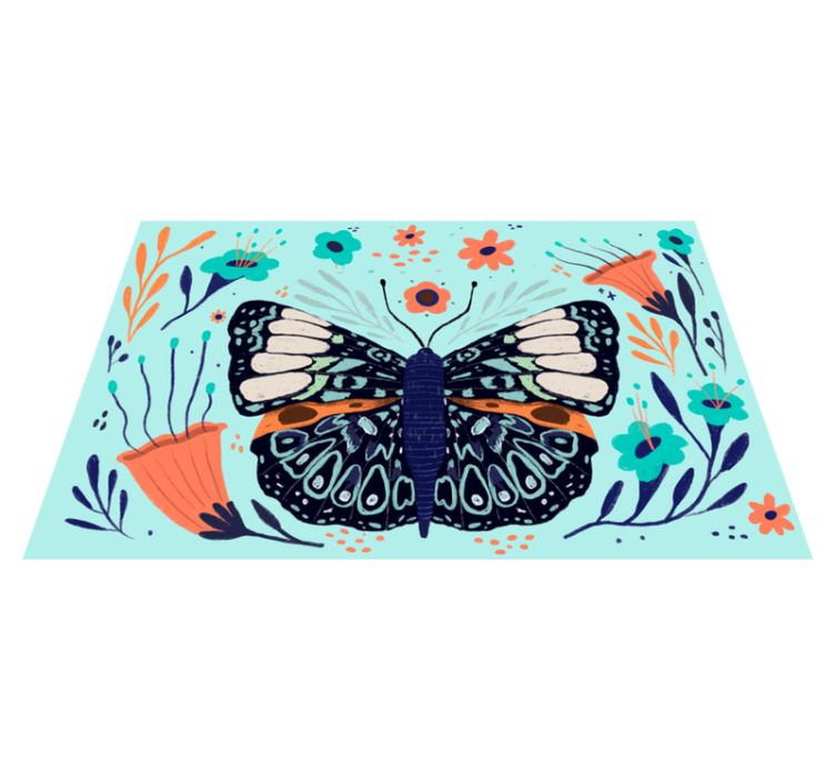 Butterflies and leafs nature vinyl rug - TenStickers