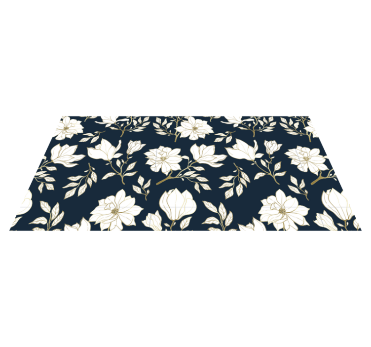 White flowers pattern nature vinyl rug - TenStickers