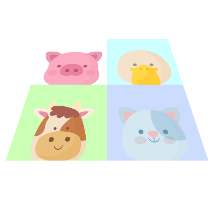 Cute Animal Faces kids carpet - TenStickers