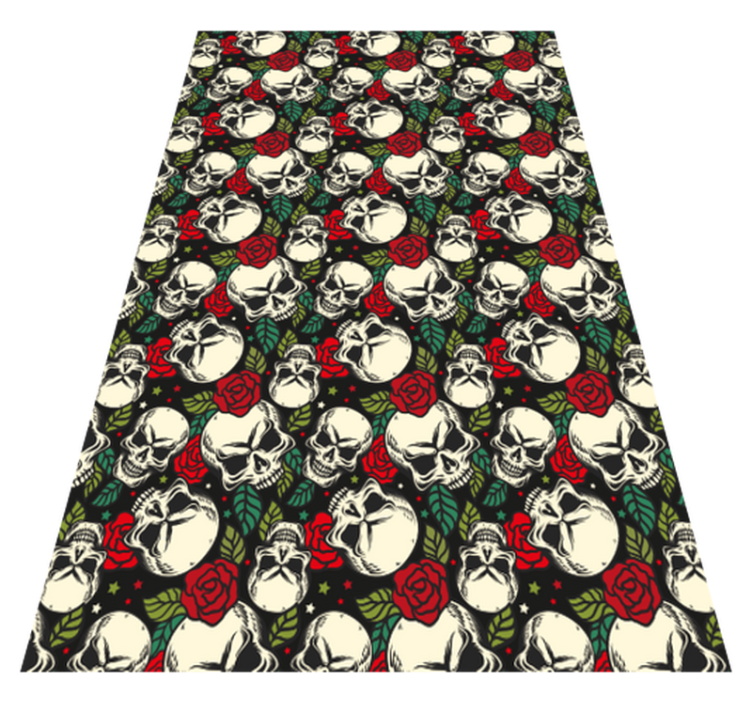 Skull rose pattern halloween rugs - TenStickers