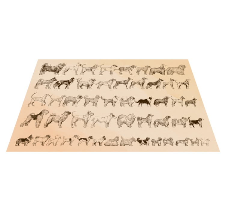 Beige dog illustrations animal mat - TenStickers