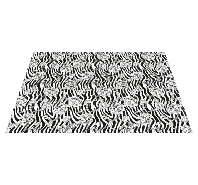 Floral Zebra Pattern animal print rug - TenStickers