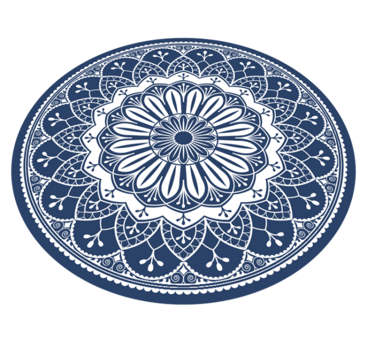 Circular blue mandala bedroom vinyl rug - TenStickers