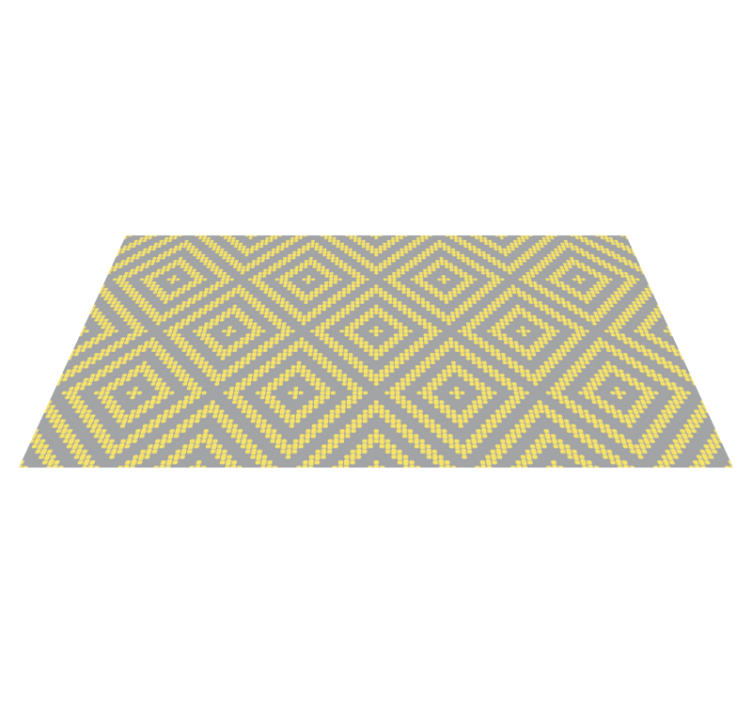 Yellow and gray square pattern geometric rug - TenStickers