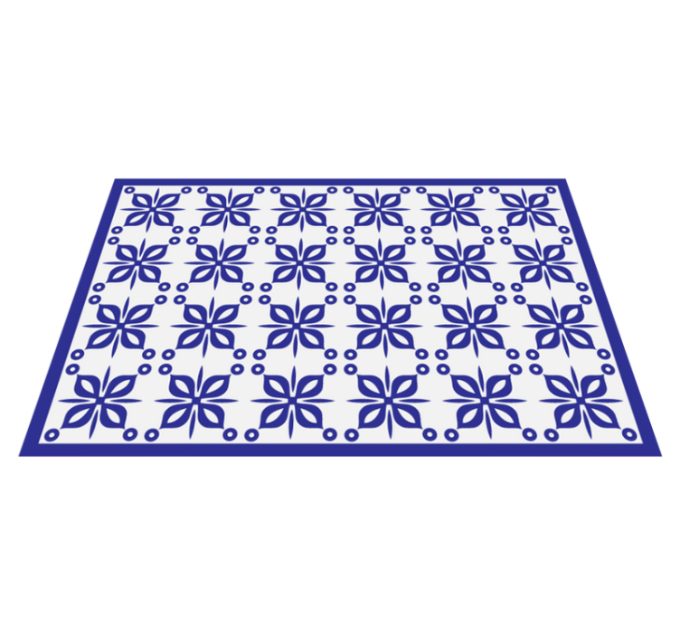 Blue floral element tile carpet - TenStickers