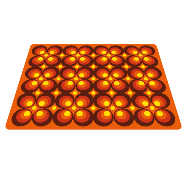 70s pop yellow circles retro vinyl rug - TenStickers