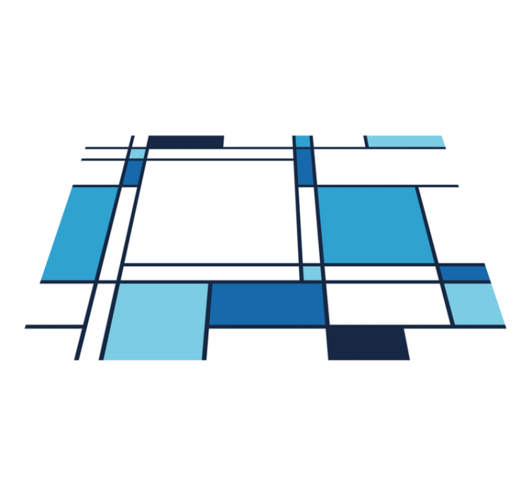 Blue geometric motif modern rug - TenStickers