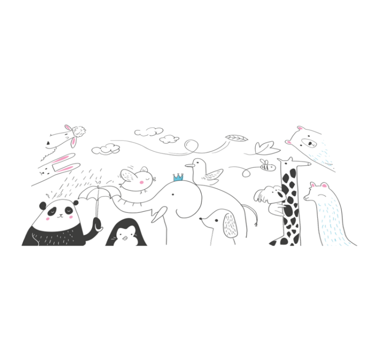 Minimalistic animal friends nursery rug - TenStickers