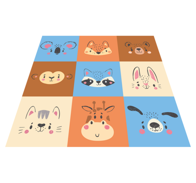 Baby animals tiles kids rug - TenStickers