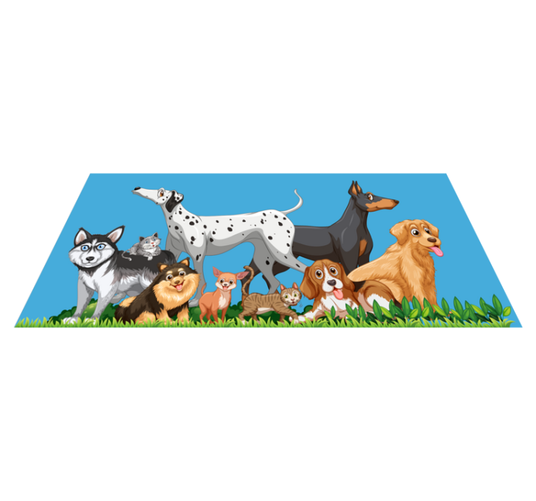 Kids rug dog playtime gathering - TenStickers