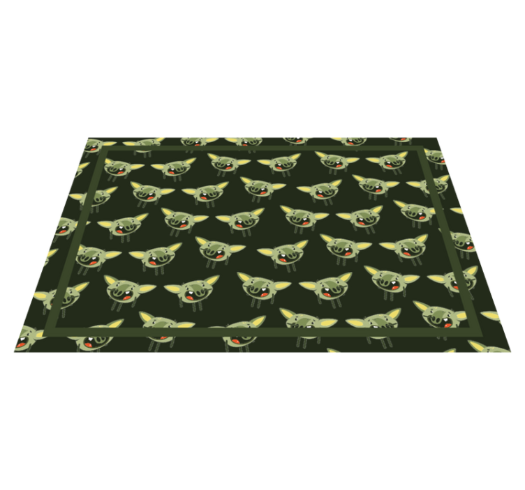 Green monster faces kids carpet - TenStickers
