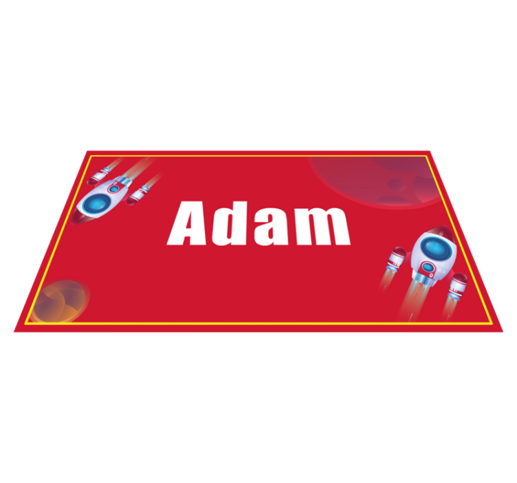 Rocket with custom name kids rug - TenStickers