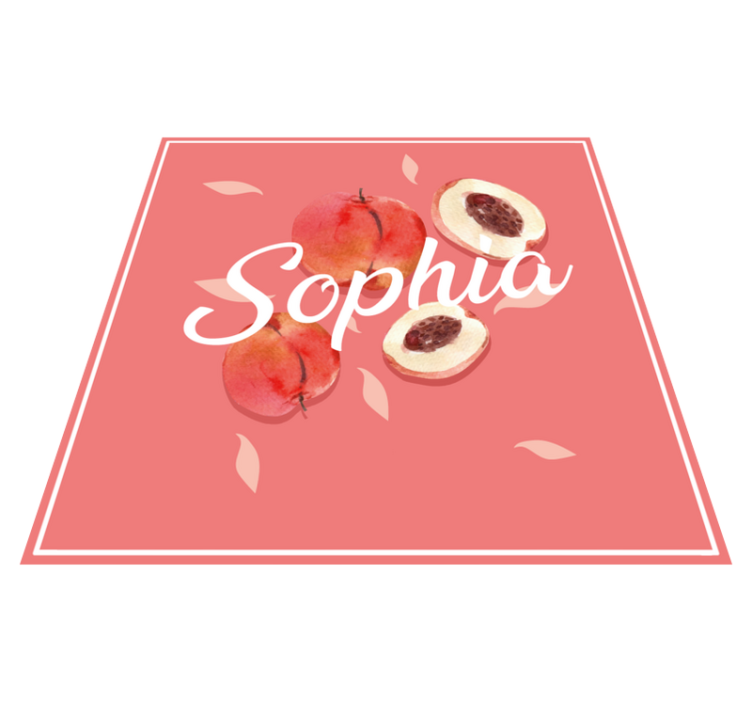 Pink peaches with name teenage bedroom rug - TenStickers