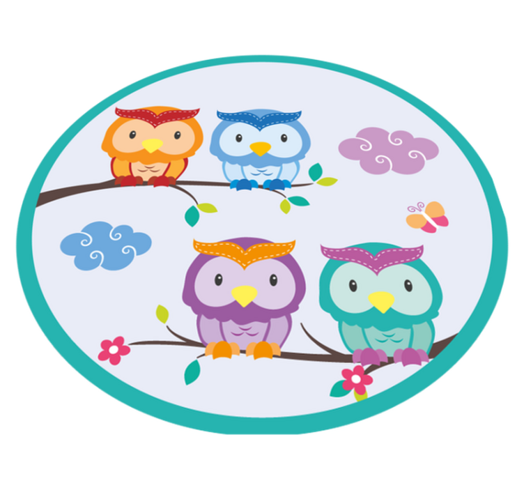 Colorful Owl Family nursery rug - TenStickers
