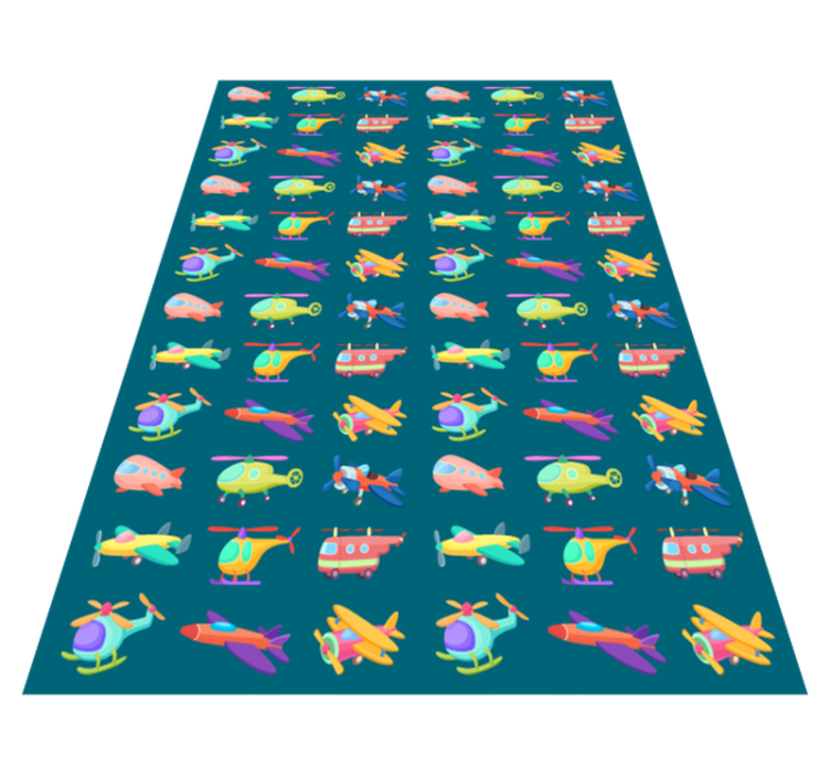 Colorful airplanes pattern kids rug - TenStickers