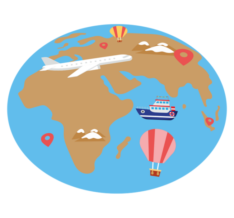 Travel Inspired Adventure map rug - TenStickers