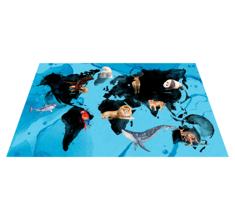 Blue and black wildlife kids rug - TenStickers