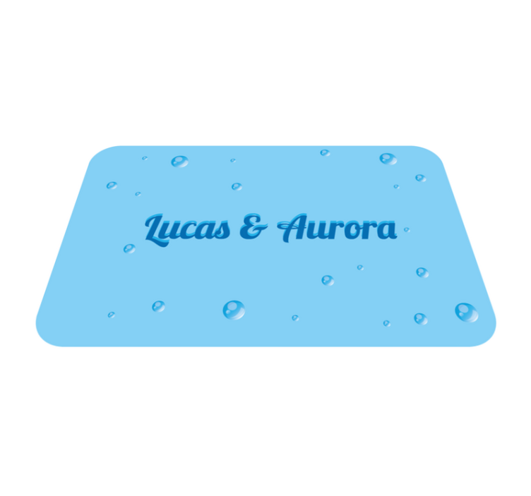 Bubbly couple names custom floor mat - TenStickers