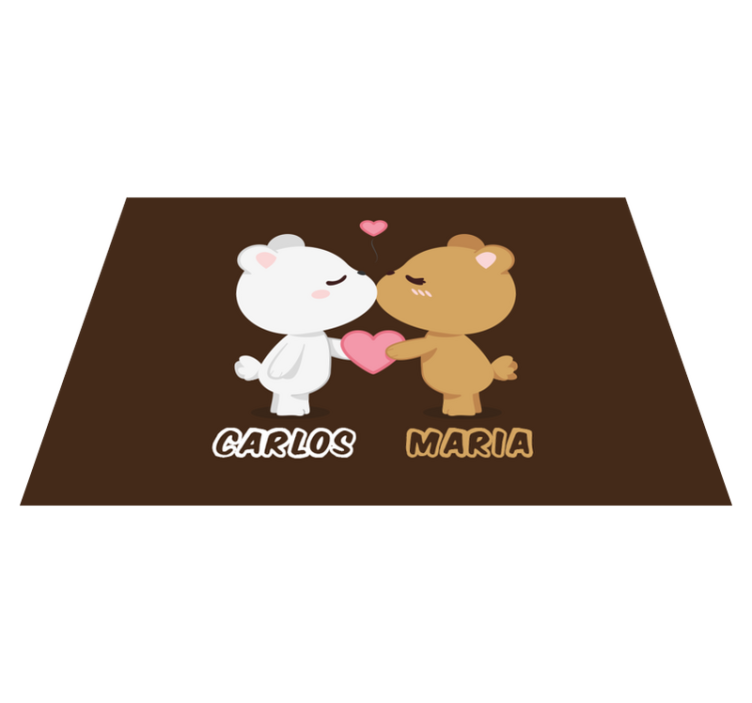 Cute bear couple custom floor mat - TenStickers
