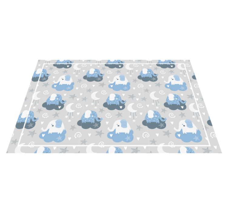 Blue nordic elephants kids carpet - TenStickers