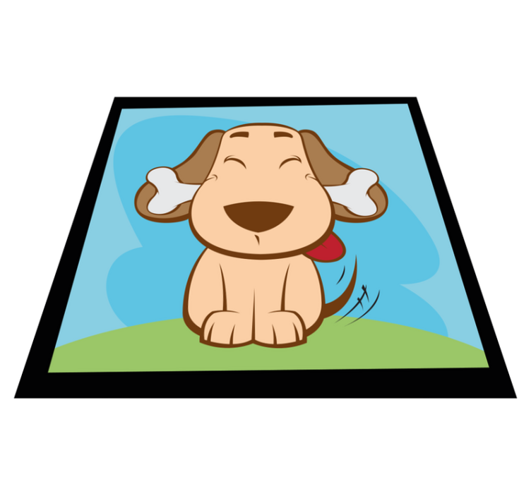 Happy dog with bone animal mat - TenStickers