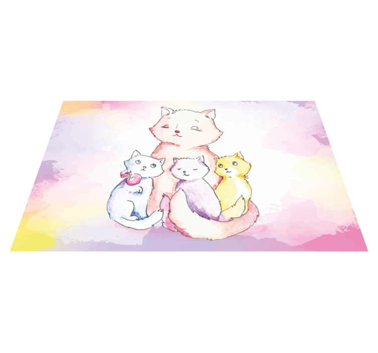 Cute Cat Family nursery rug - TenStickers