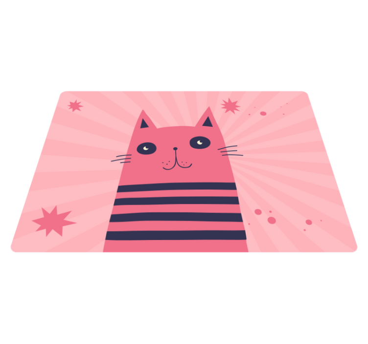 Pink cat illustration kids carpet - TenStickers