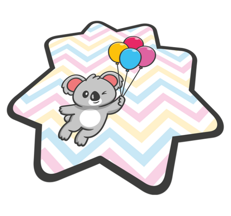 Koala hanging on balloon animal rug - TenStickers