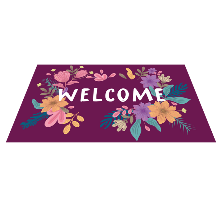 Floral welcome sign entrance hall rug - TenStickers