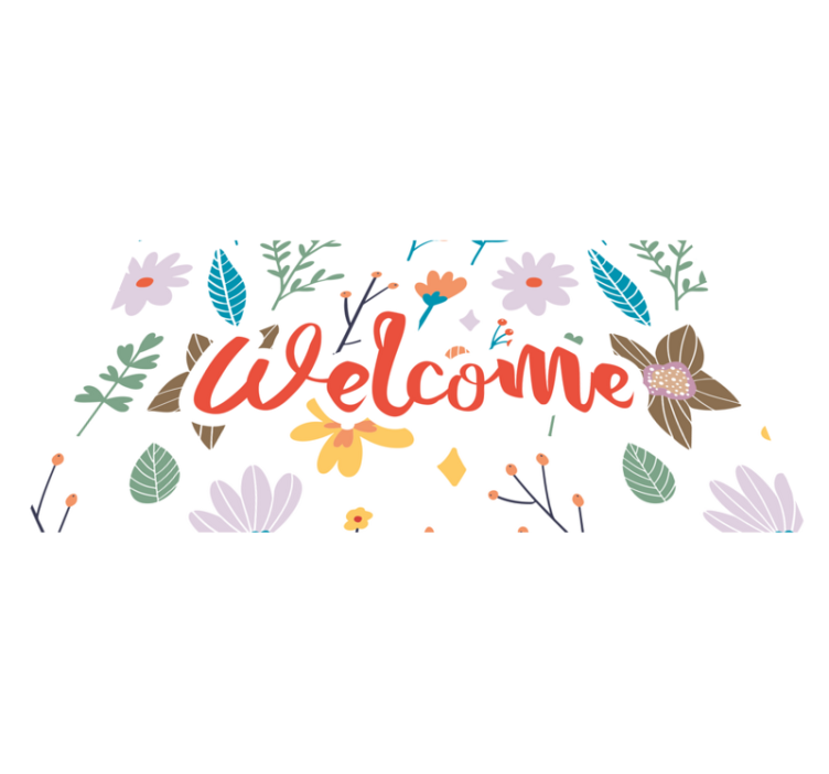 Welcome flower design entrance hall rug - TenStickers