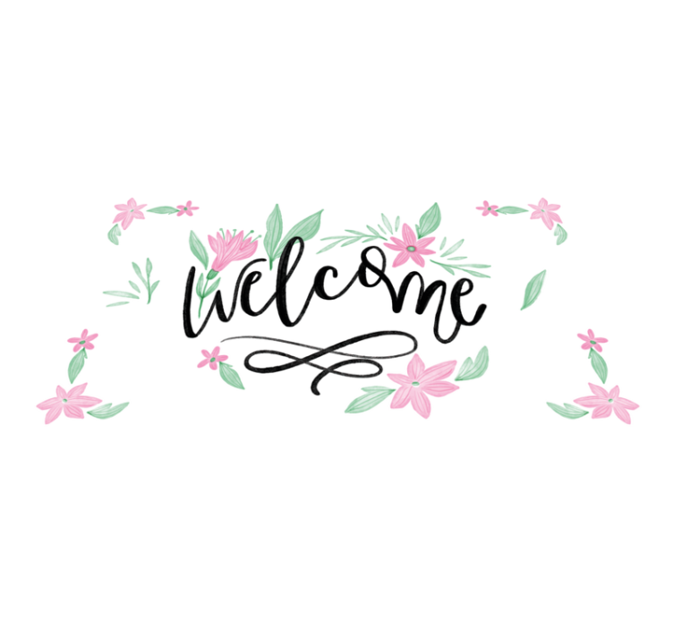 Welcome home flowers entrance hall rug - TenStickers