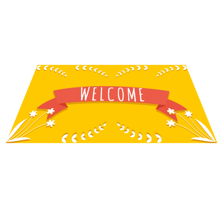 Yellow welcome greeting entrance hall rug - TenStickers