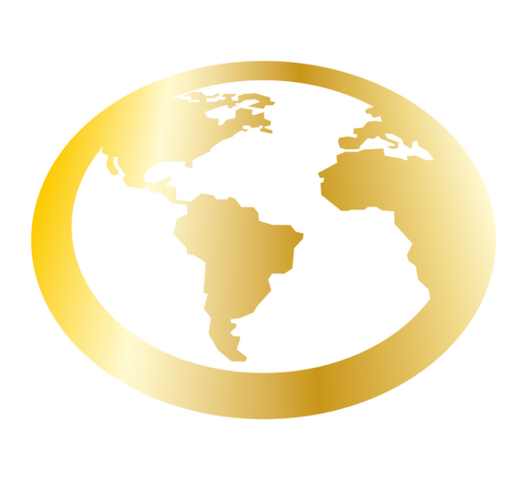 Golden Globe Motif map rug - TenStickers