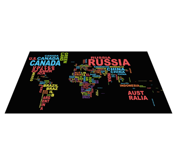 Countries typography map rug - TenStickers