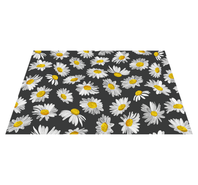 Daisy grey motif floral rug - TenStickers