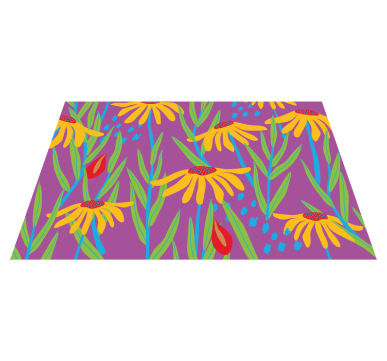Colorful daisy flowers silouhette floral rug - TenStickers