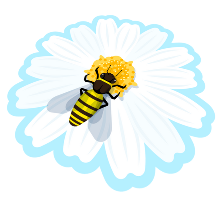 White flower with bee floral rug - TenStickers