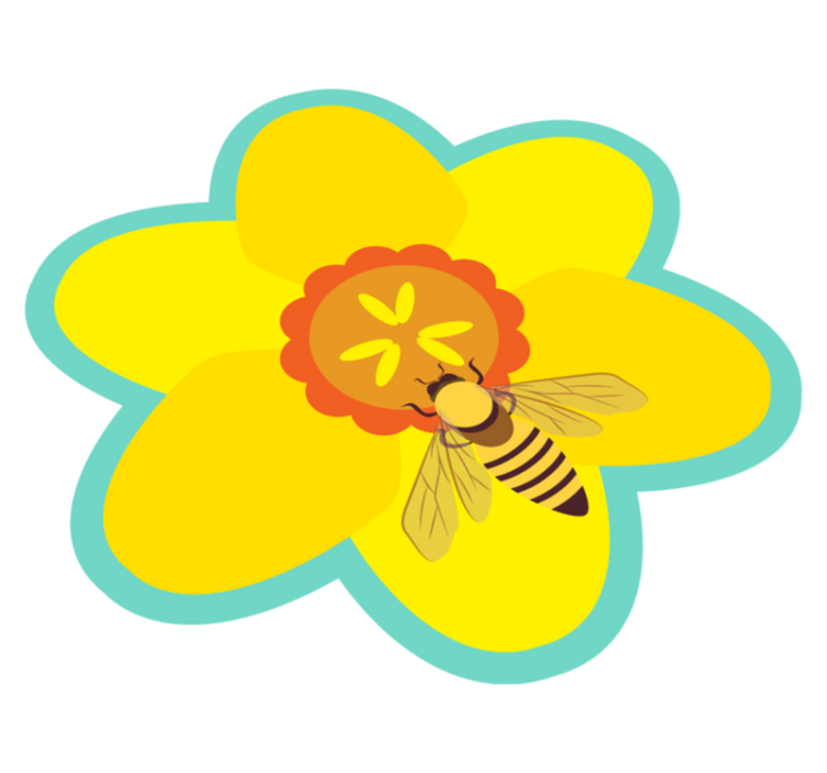 Bee on a sunflower floral rug - TenStickers