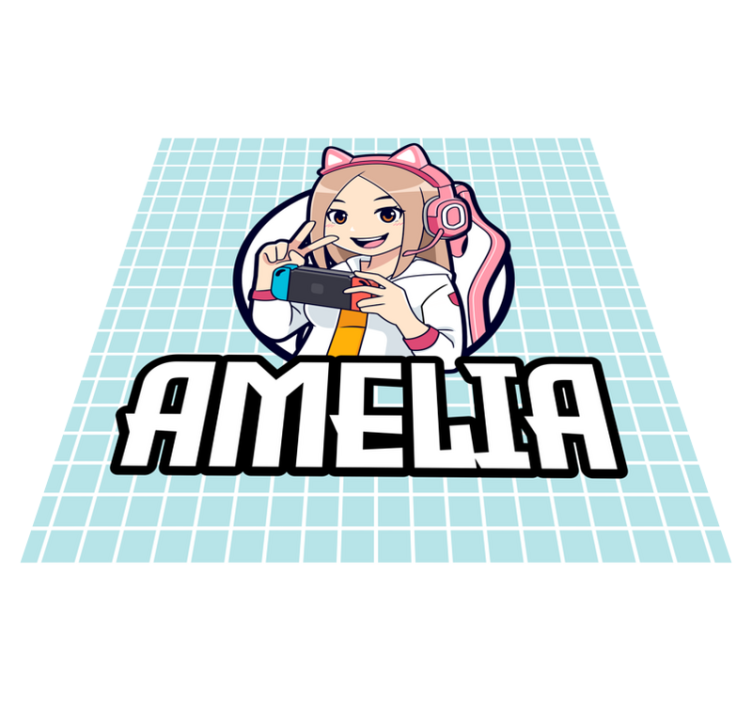 Gaming girl with name teenage bedroom rug - TenStickers