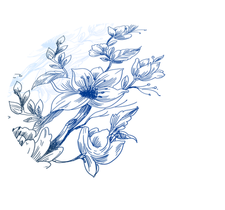 Blue botanical sketch floral rug - TenStickers