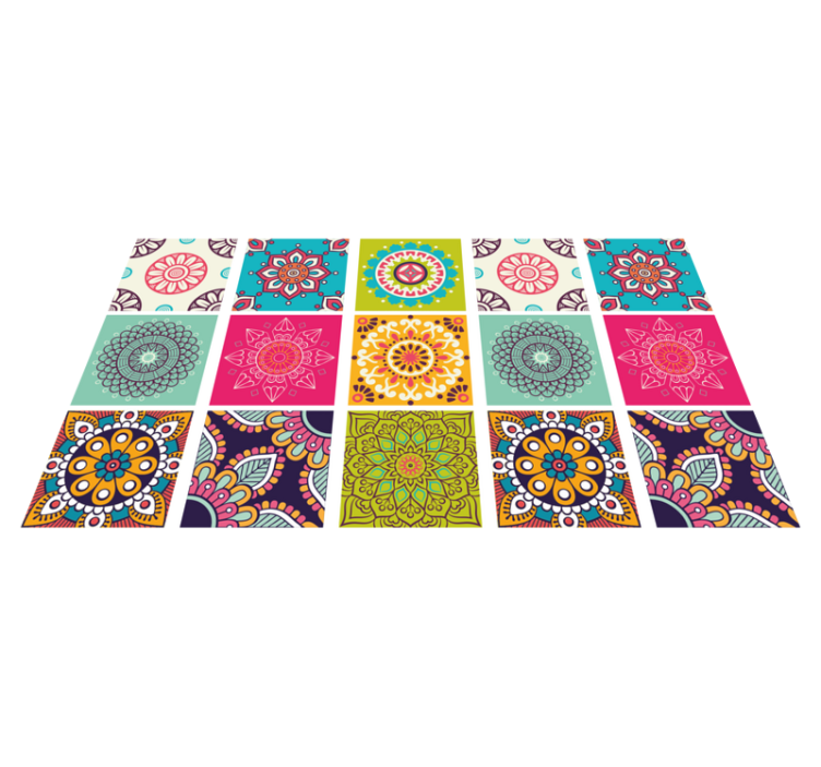 Colorful tile pattern mandala rug - TenStickers