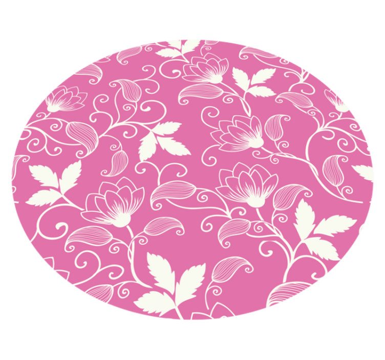 Pink Flower Twirls floral rug - TenStickers