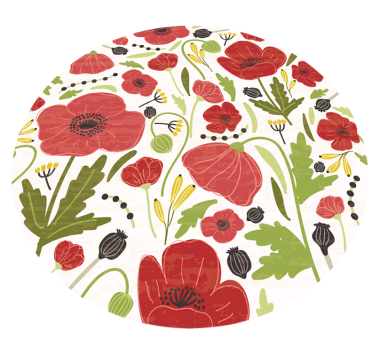Red Poppy Blossoms floral rug - TenStickers