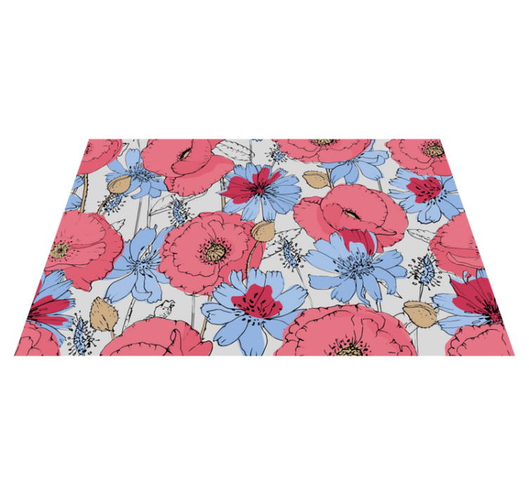 Lively botanical print floral rug - TenStickers
