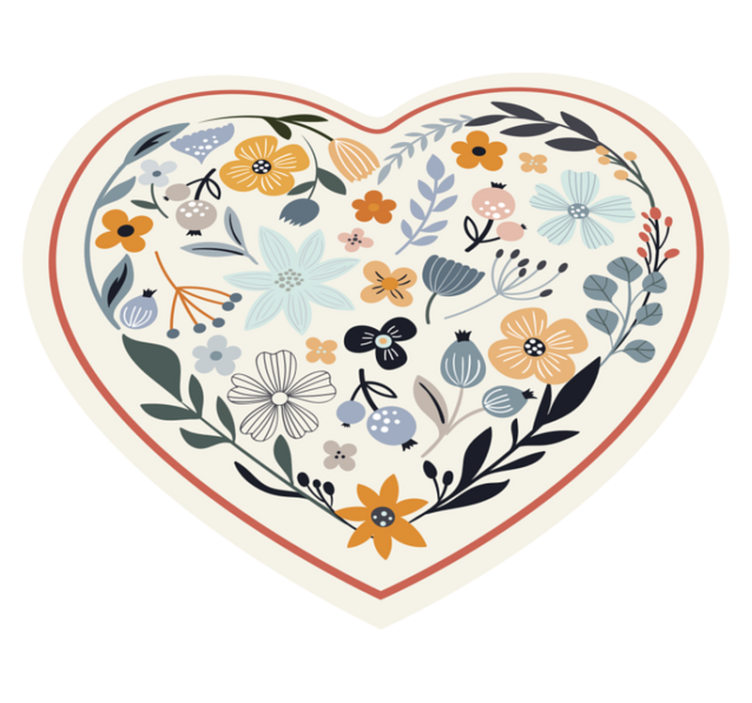 Heart Flower Composition floral rug - TenStickers