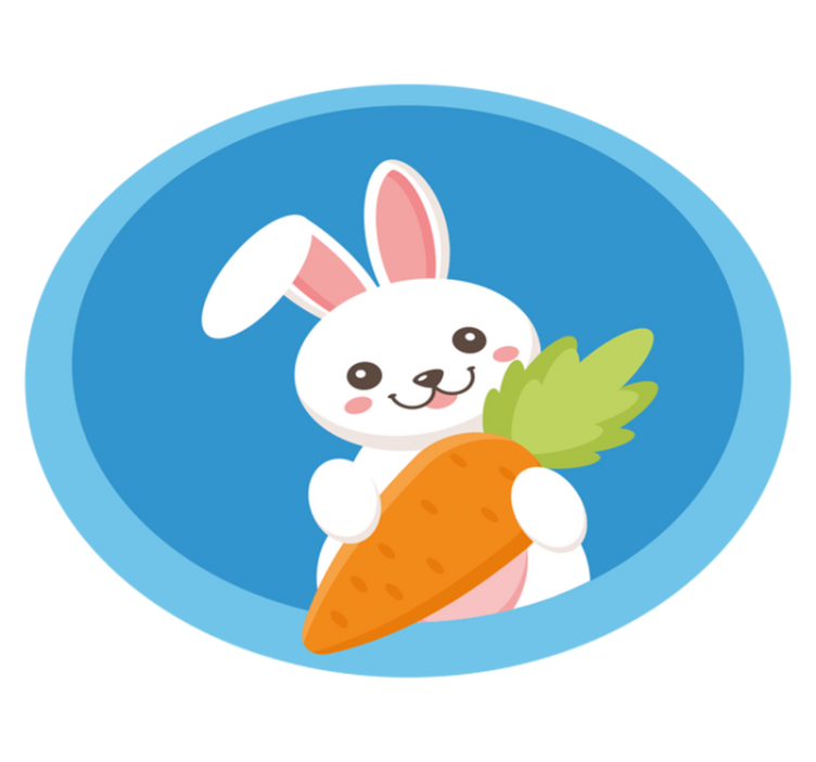 Happy bunny with carrot animal mat - TenStickers