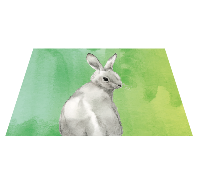 Rabbit green background animal mat - TenStickers